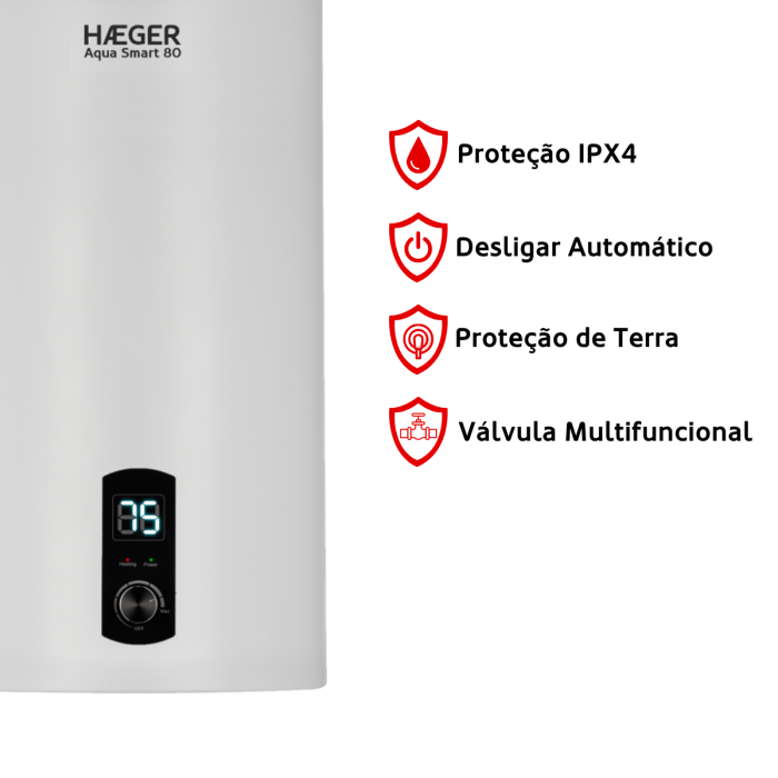 Termoacumulador Digital HAEGER Aqua Smart 80 – 80L, 2000W, Classe B, Resistência Embainha - Image 4